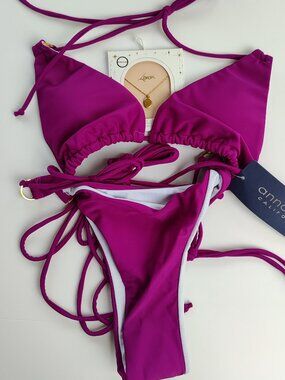 Bundle Anna-Kaci Fuchsia Bikini Set - Size M + NWT  Waterproof Necklace Lovisa